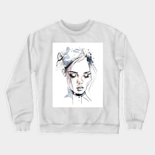 Portrait of a girl in watercolor. Crewneck Sweatshirt